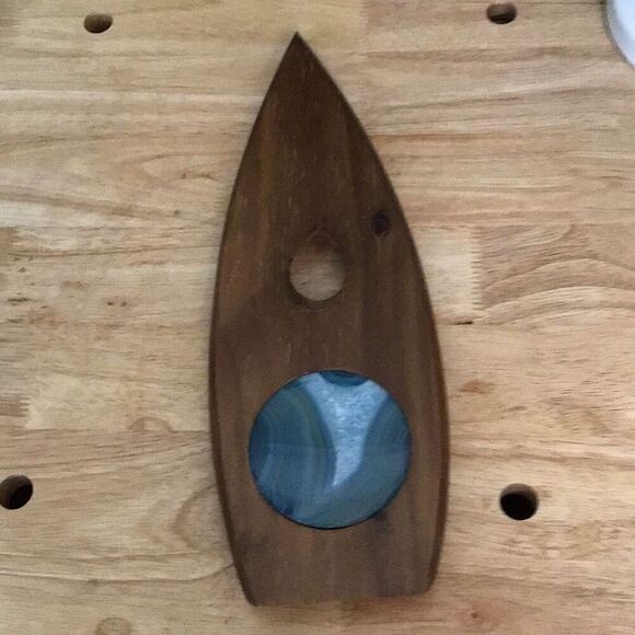 Wine Bottle Display, Bar Accessory, Wood and Agate, New without Tags - Picture 2 of 4